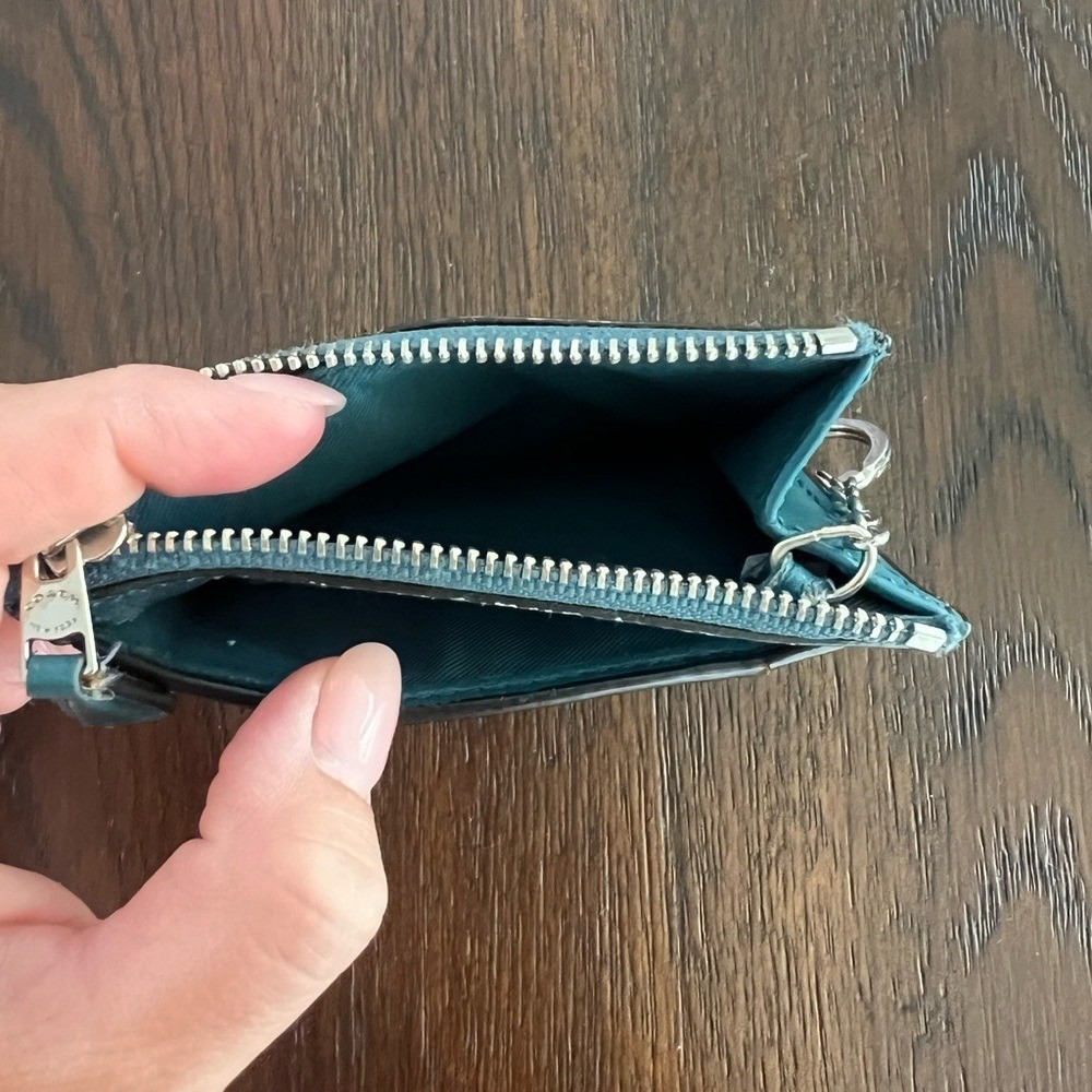 Coach Dark Teal & Wildlfower Mini Skinny ID Case - Picture 5 of 6